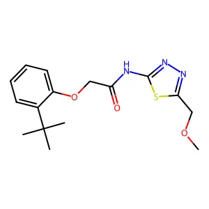 2-(2-tert-butylphenoxy)-N-[5-(methoxymethyl)-1,3,4-thiadiazol-2-yl]acetamide structure