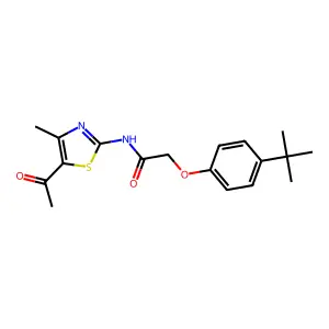 N-(5-acetyl-4-methyl-1,3-thiazol-2-yl)-2-(4-tert-butylphenoxy)acetamide structure