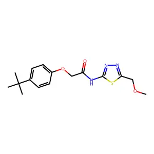 2-(4-tert-butylphenoxy)-N-[5-(methoxymethyl)-1,3,4-thiadiazol-2-yl]acetamide structure