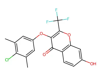 3-(4-Chloro-3,5-dimethylphenoxy)-7-hydroxy-2-(trifluoromethyl)chromen-4-one structure