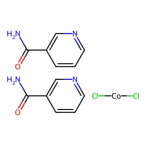 二氯双(3-吡啶甲酰胺-N1)钴 structure