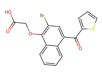 Acetic acid, ((2-bromo-4-(2-thienylcarbonyl)-1-naphthalenyl)oxy)- structure