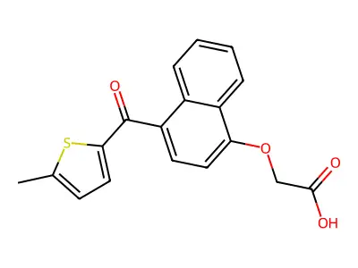 Acetic acid, ((4-((5-methyl-2-thienyl)carbonyl)-1-naphthalenyl)oxy)- structure