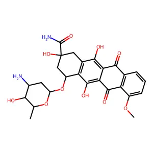 4-(4-amino-5-hydroxy-6-methyloxan-2-yl)oxy-2,5,12-trihydroxy-7-methoxy-6,11-dioxo-3,4-dihydro-1H-tetracene-2-carboxamide structure