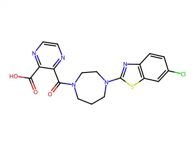 3-(4-(6-Chlorobenzo[d]thiazol-2-yl)-1,4-diazepane-1-carbonyl)pyrazine-2-carboxylic acid structure