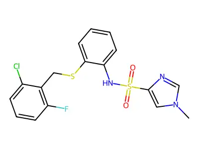 N-(2-((2-Chloro-6-fluorobenzyl)thio)phenyl)-1-methyl-1H-imidazole-4-sulfonamide structure