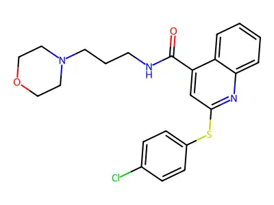 2-[(4-Chlorophenyl)sulfanyl]-N-[3-(morpholin-4-YL)propyl]quinoline-4-carboxamide structure