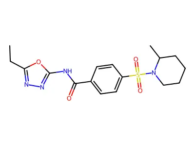N-(5-ethyl-1,3,4-oxadiazol-2-yl)-4-[(2-methylpiperidin-1-yl)sulfonyl]benzamide structure