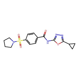 N-(5-cyclopropyl-1,3,4-oxadiazol-2-yl)-4-(pyrrolidin-1-ylsulfonyl)benzamide structure