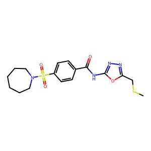 4-(azepan-1-ylsulfonyl)-N-(5-((methylthio)methyl)-1,3,4-oxadiazol-2-yl)benzamide structure