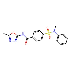 N-(5-methyl-1,3,4-oxadiazol-2-yl)-4-[methyl(phenyl)sulfamoyl]benzamide structure