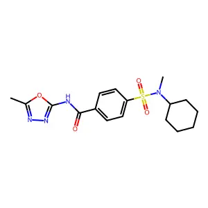 4-[cyclohexyl(methyl)sulfamoyl]-N-(5-methyl-1,3,4-oxadiazol-2-yl)benzamide structure