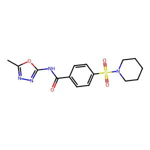 N-(5-methyl-1,3,4-oxadiazol-2-yl)-4-(piperidin-1-ylsulfonyl)benzamide structure