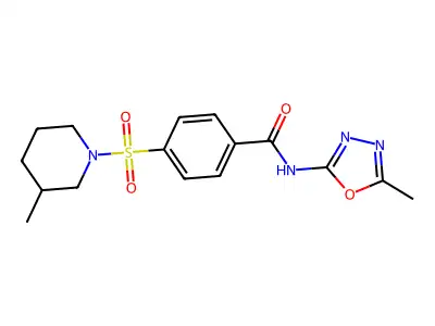 N-(5-methyl-1,3,4-oxadiazol-2-yl)-4-((3-methylpiperidin-1-yl)sulfonyl)benzamide structure