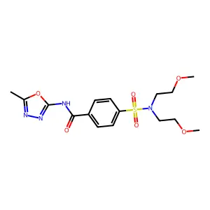 4-[bis(2-methoxyethyl)sulfamoyl]-N-(5-methyl-1,3,4-oxadiazol-2-yl)benzamide structure