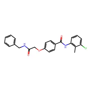 4-[2-(benzylamino)-2-oxoethoxy]-N-(3-chloro-2-methylphenyl)benzamide structure
