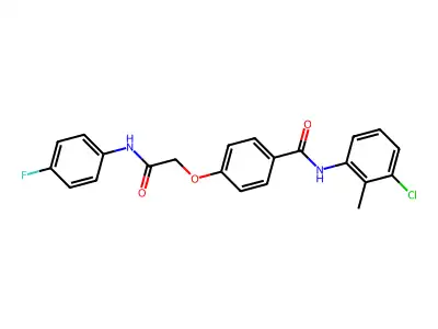 N-(3-chloro-2-methylphenyl)-4-[2-(4-fluoroanilino)-2-oxoethoxy]benzamide structure