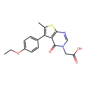 2-[5-(4-Ethoxyphenyl)-6-methyl-4-oxothieno[2,3-d]pyrimidin-3-yl]acetic acid structure