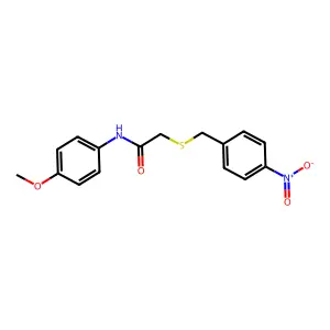 2-({4-nitrobenzyl}sulfanyl)-N-(4-methoxyphenyl)acetamide structure