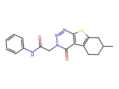 2-(7-methyl-4-oxo-5,6,7,8-tetrahydro[1]benzothieno[2,3-d][1,2,3]triazin-3(4H)-yl)-N-phenylacetamide structure