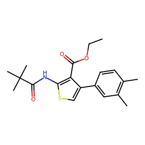 Ethyl 4-(3,4-dimethylphenyl)-2-pivalamidothiophene-3-carboxylate structure