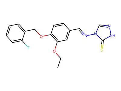 4-[(E)-({3-ETHOXY-4-[(2-FLUOROPHENYL)METHOXY]PHENYL}METHYLIDENE)AMINO]-1,2,4-TRIAZOLE-3-THIOL structure