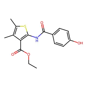 Ethyl 2-[(4-hydroxyphenyl)carbonylamino]-4,5-dimethylthiophene-3-carboxylate structure