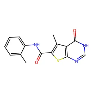 5-methyl-N-(2-methylphenyl)-4-oxo-3,4-dihydrothieno[2,3-d]pyrimidine-6-carboxamide structure
