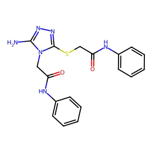 2-({5-amino-4-[(phenylcarbamoyl)methyl]-4H-1,2,4-triazol-3-yl}sulfanyl)-N-phenylacetamide structure