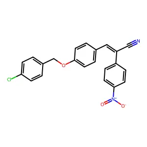 (E)-3-[4-[(4-chlorophenyl)methoxy]phenyl]-2-(4-nitrophenyl)prop-2-enenitrile structure