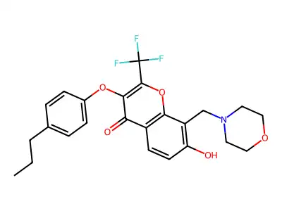 7-hydroxy-8-(morpholin-4-ylmethyl)-3-(4-propylphenoxy)-2-(trifluoromethyl)chromen-4-one structure