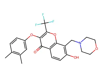 3-(3,4-dimethylphenoxy)-7-hydroxy-8-(morpholin-4-ylmethyl)-2-(trifluoromethyl)chromen-4-one structure