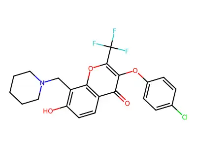3-(4-Chlorophenoxy)-7-hydroxy-8-(1-piperidinylmethyl)-2-(trifluoromethyl)-4H-1-benzopyran-4-one structure