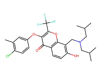 8-{[BIS(2-METHYLPROPYL)AMINO]METHYL}-3-(4-CHLORO-3-METHYLPHENOXY)-7-HYDROXY-2-(TRIFLUOROMETHYL)CHROMEN-4-ONE structure