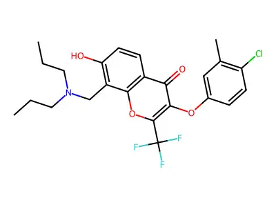 3-(4-chloro-3-methylphenoxy)-8-[(dipropylamino)methyl]-7-hydroxy-2-(trifluoromethyl)-4H-chromen-4-one structure