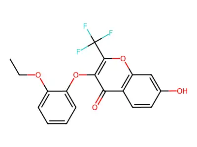 3-(2-ethoxyphenoxy)-7-hydroxy-2-(trifluoromethyl)-4H-chromen-4-one structure
