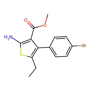 Methyl 2-amino-4-(4-bromophenyl)-5-ethylthiophene-3-carboxylate structure