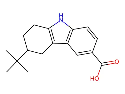 3-Tert-butyl-2,3,4,9-tetrahydro-1H-carbazole-6-carboxylic acid structure