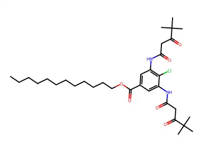 Dodecyl 4-chloro-3,5-bis[(4,4-dimethyl-1,3-dioxopentyl)amino]benzoate structure