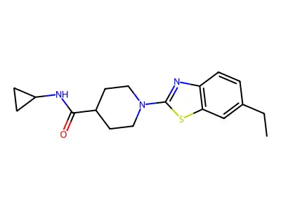 N-cyclopropyl-1-(6-ethyl-1,3-benzothiazol-2-yl)piperidine-4-carboxamide structure