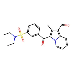 N,N-diethyl-3-(1-formyl-2-methylindolizine-3-carbonyl)benzenesulfonamide structure