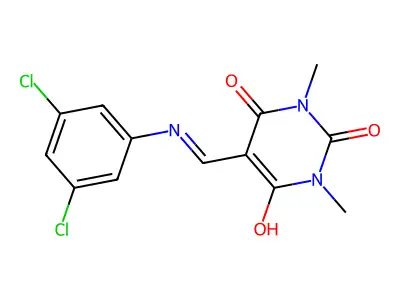5-(((3,5-dichlorophenyl)amino)methylene)-1,3-dimethylpyrimidine-2,4,6(1H,3H,5H)-trione structure