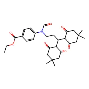 Ethyl 4-{[3,3-bis(4,4-dimethyl-2,6-dioxocyclohexyl)propyl](formyl)amino}benzoate structure