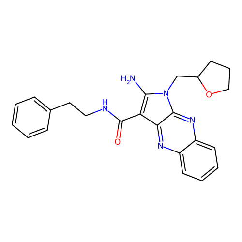 2-amino-1-(oxolan-2-ylmethyl)-N-phenethylpyrrolo[3,2-b]quinoxaline-3-carboxamide structure