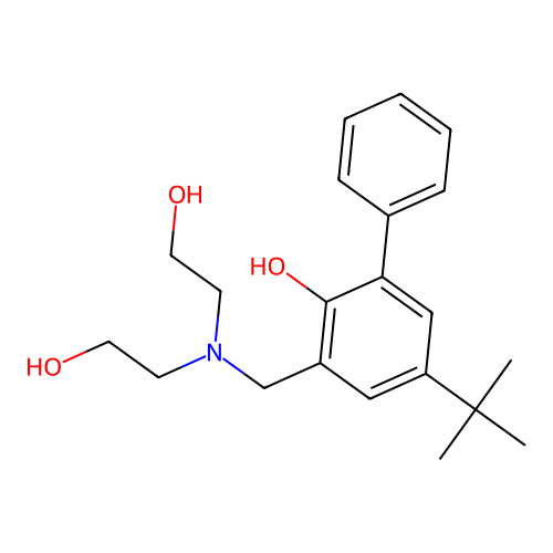 3-{[Bis(2-hydroxyethyl)amino]methyl}-5-tert-butylbiphenyl-2-ol structure