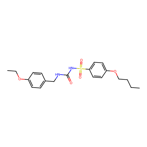 4-butoxy-N-((4-ethoxybenzyl)carbamoyl)benzenesulfonamide structure