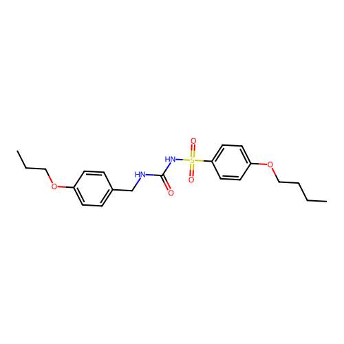 4-butoxy-N-((4-propoxybenzyl)carbamoyl)benzenesulfonamide structure