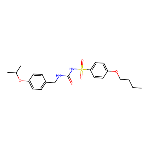 4-butoxy-N-((4-isopropoxybenzyl)carbamoyl)benzenesulfonamide structure