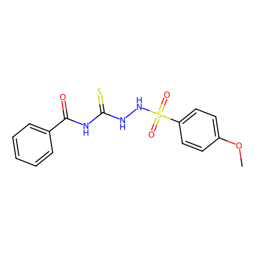 N-({2-[(4-methoxyphenyl)sulfonyl]hydrazinyl}carbonothioyl)benzamide structure
