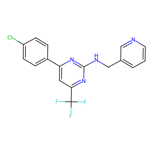 4-(4-chlorophenyl)-N-(3-pyridinylmethyl)-6-(trifluoromethyl)-2-pyrimidinamine structure